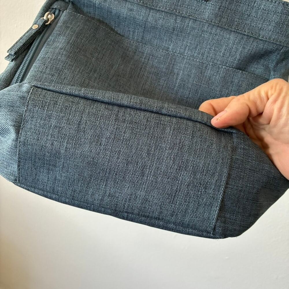 Haiku RFID Crossbody Bag Blue Gray Travel Purse Nylon Adjustable Strap - Picture 10 of 12